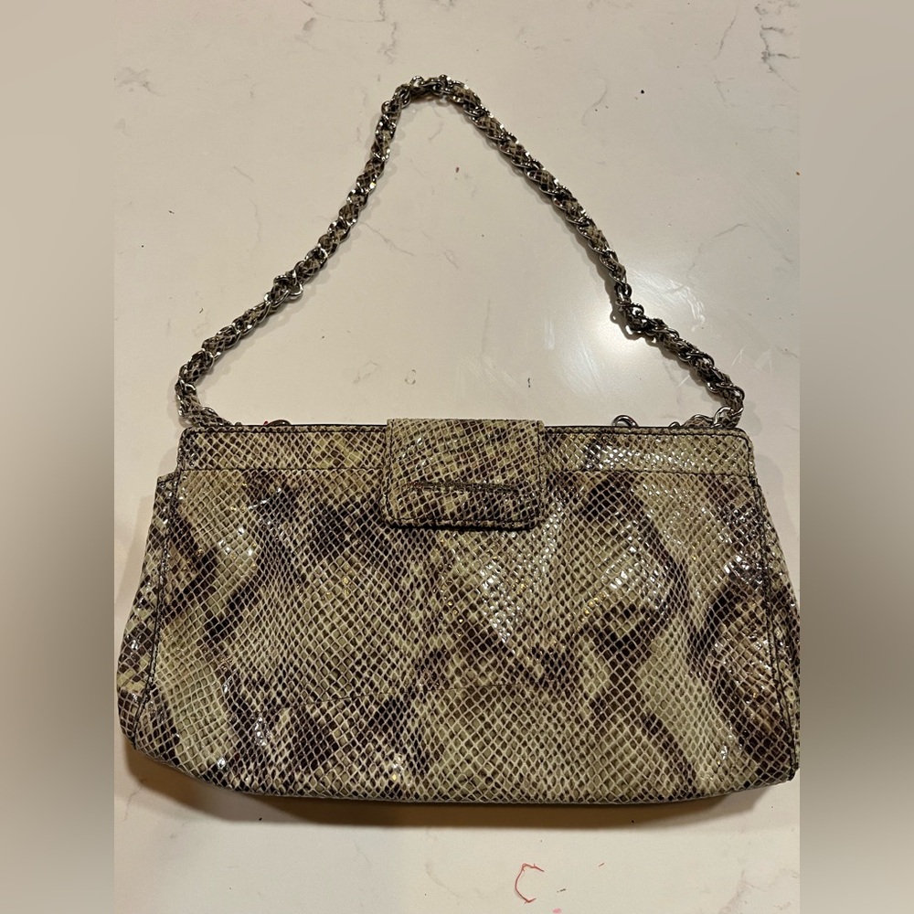 Judith Ripka Chain Strap Snake Clutch Handbag